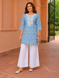 Women's Blue Cotton Kurti