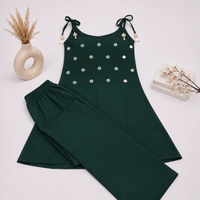 Vastraanii Women’s Green Embellished Tie-Strap Co-ord Set