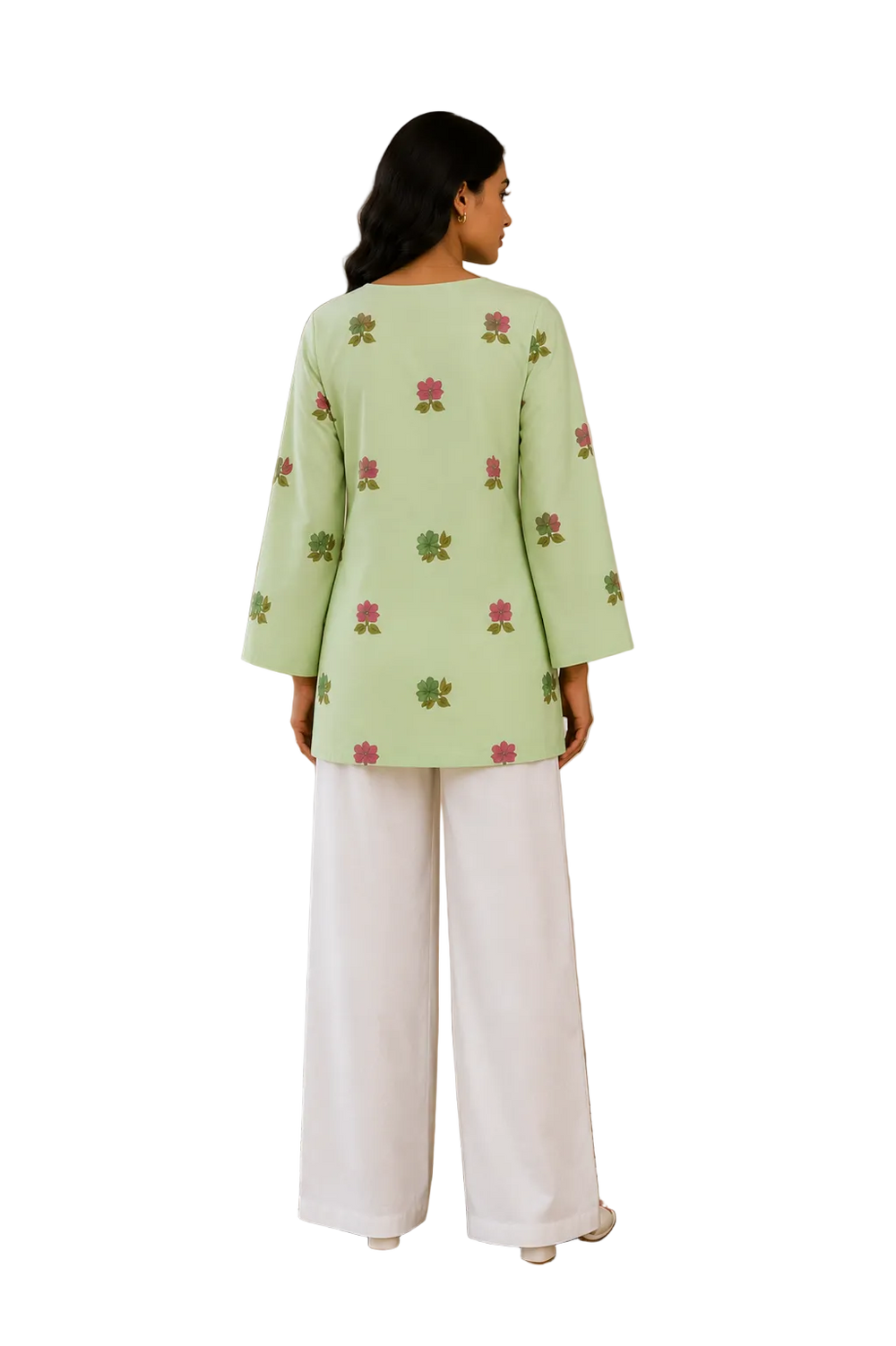 Vastraanii Women's Light Green Floral Printed Cotton Top