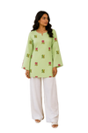 Vastraanii Women's Light Green Floral Printed Cotton Top