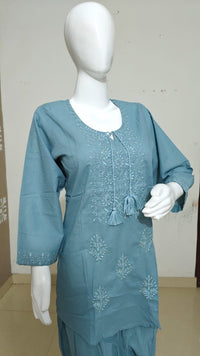 Vastraanii Women’s Teal Blue Embroidered Co-ord Set