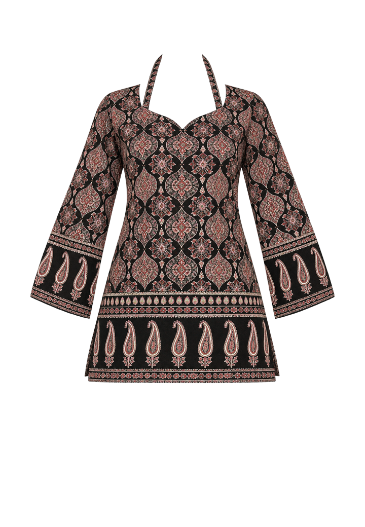 Black Ethnic Paisley Printed Kurti