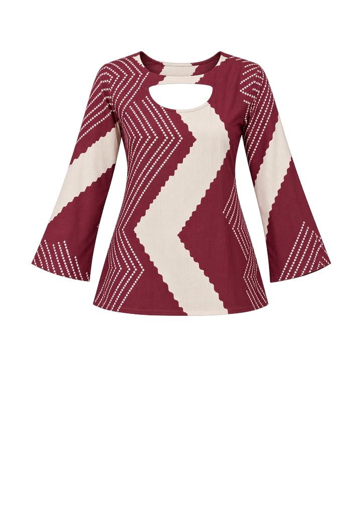 Maroon Abstract Chevron Printed Kurti