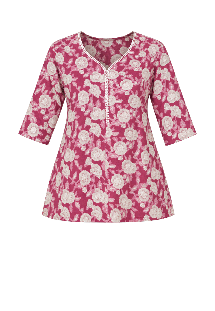 Ivory Floral Kurta and Trousers Set