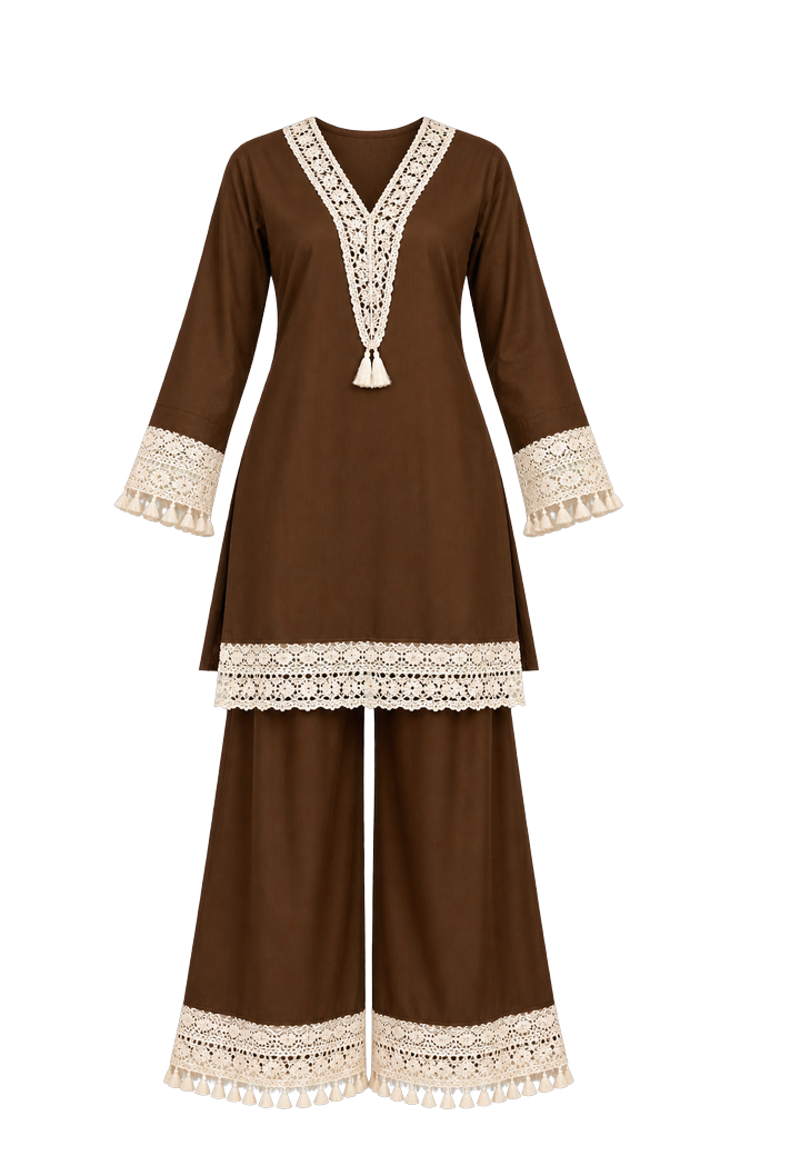 Brown Boho Kurta and Palazzo Set